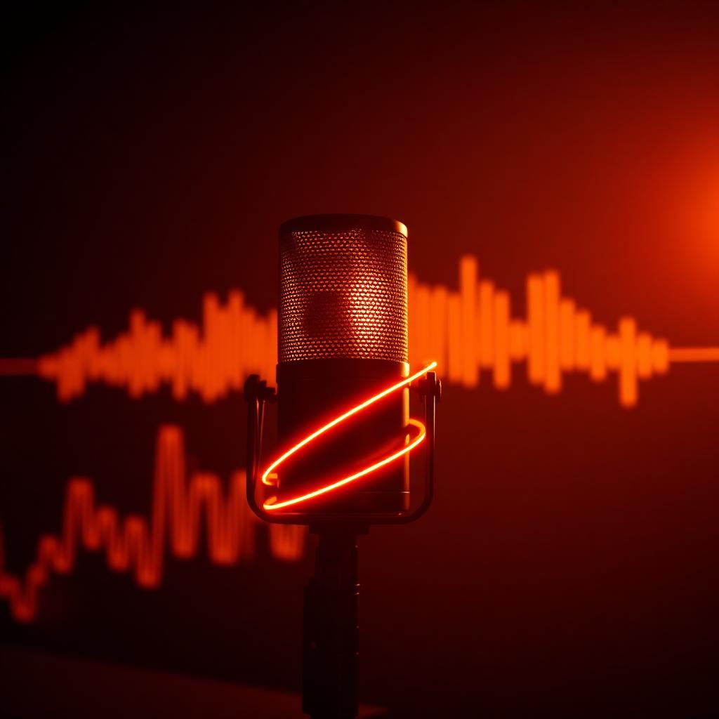 Studio microphone with waveform